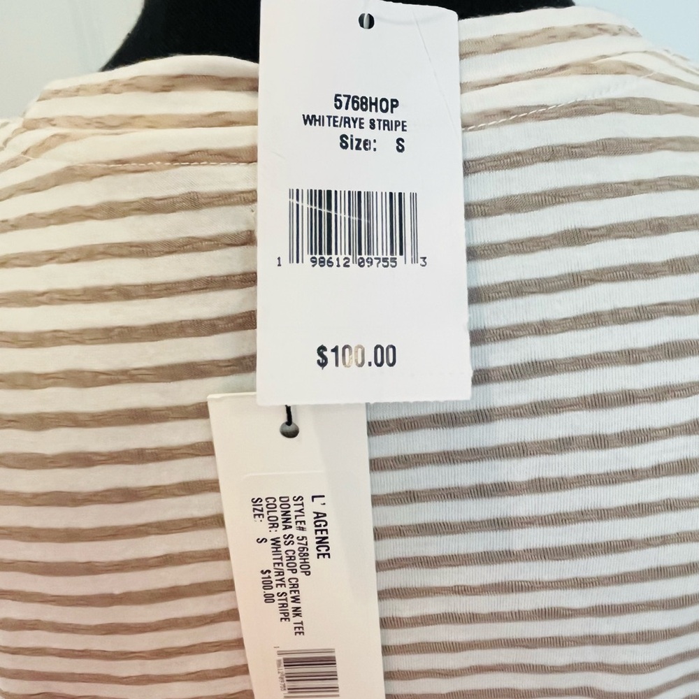 L’Agence Donna Stripe Cropped Tee - Picture 10 of 13